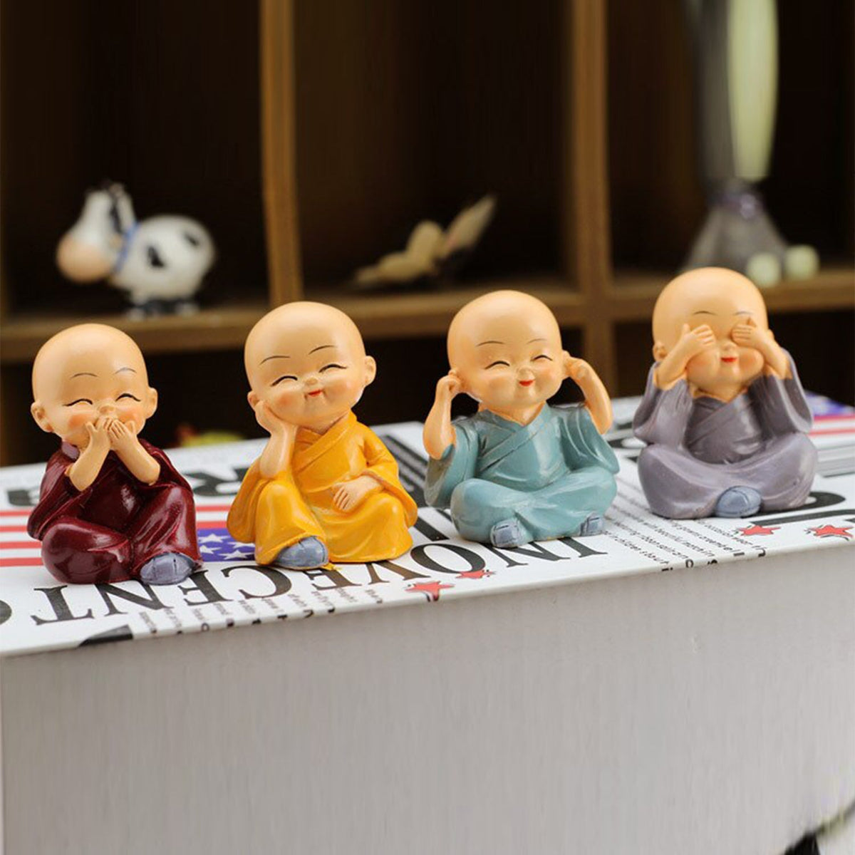 4781 Baby Buddha 4pc And Show Piece Used For Car dashboard,House ,Office And Official Decorations Etc.