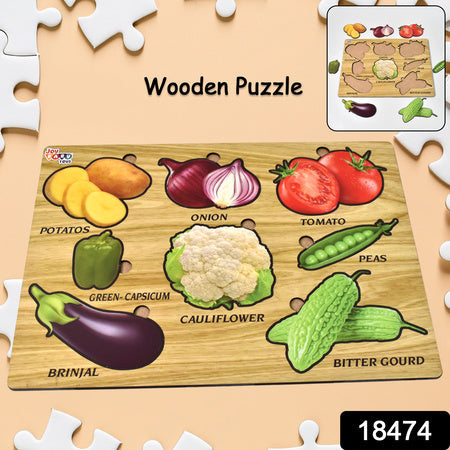 Wooden Vegetable Puzzle Learning Educational Board (1 Set 2820 Cm)
