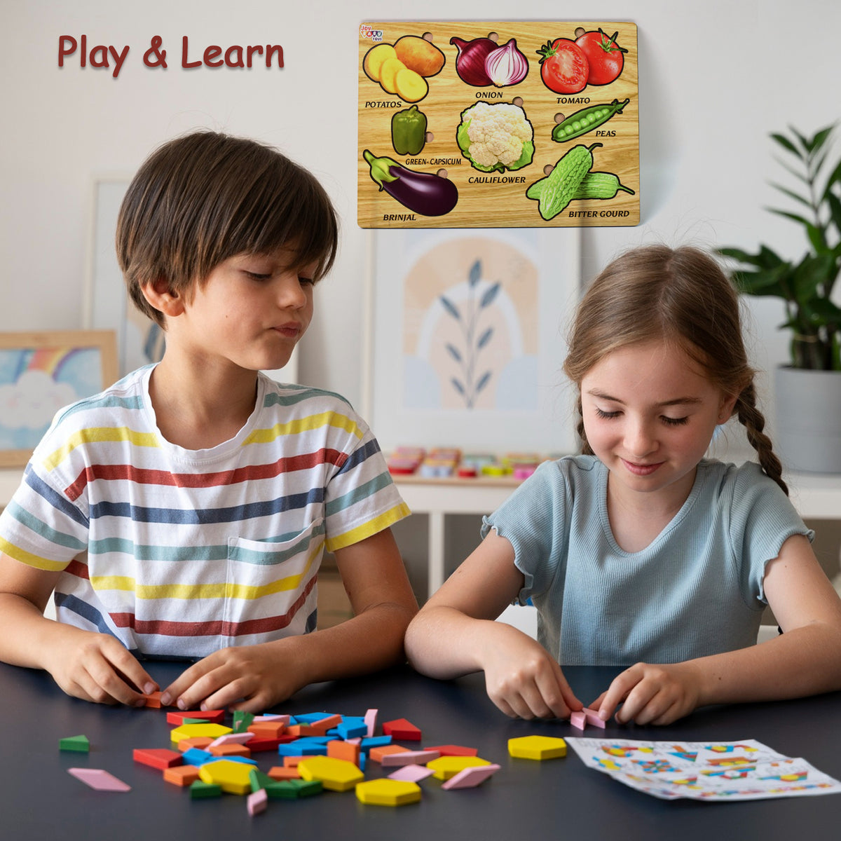 Wooden Vegetable Puzzle Learning Educational Board (1 Set 2820 Cm)